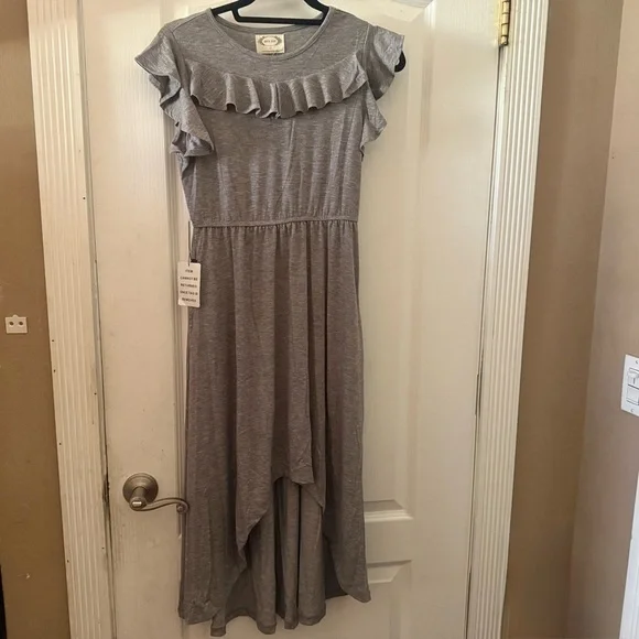 MIA JOY by Joyfolie Gray Ruffle Sleeve Maxi Dress for Girls - Picture 8 of 8